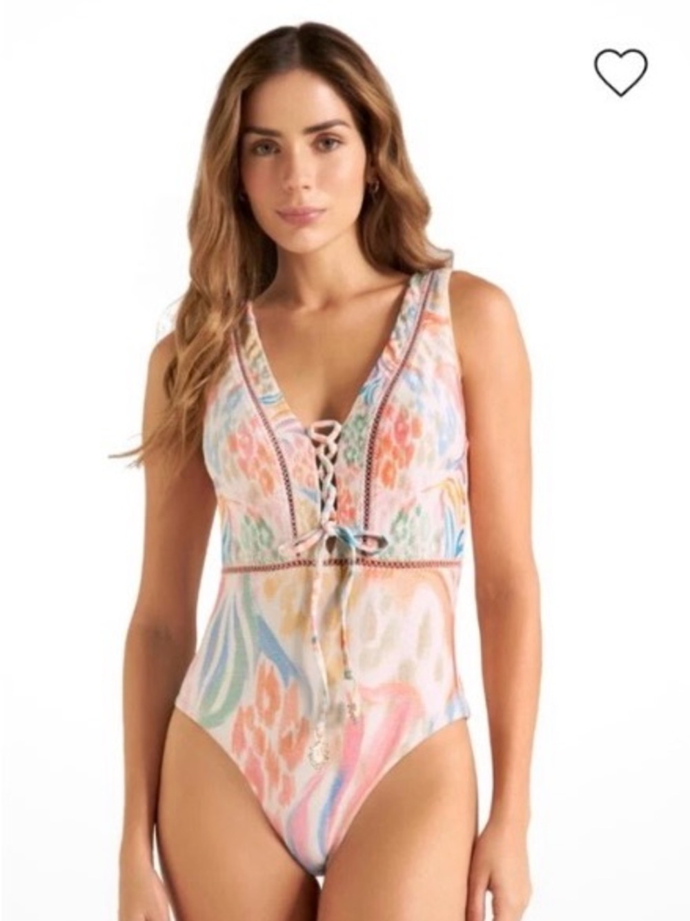 Cosita Linda Swimwear pastel beaded lace-up one piece swimsuit women size Large